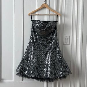 Vintage Jessica McClintock Silver Sequin Party Dress